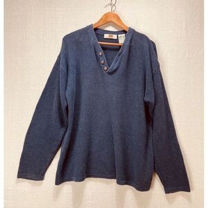 Route 66 Sweater Men's‎ Large Blue V-Neck Ramie Blend Vintage Boho